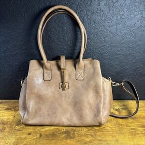 Mellow World Crossbody Satchel Brown Vegan Leather Handbag Womens Large